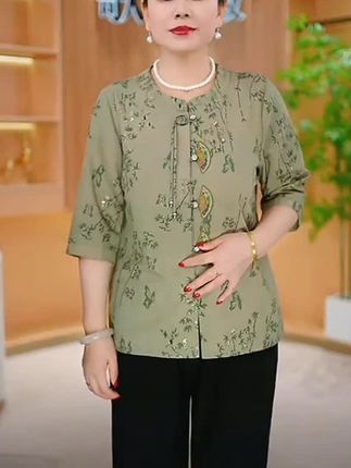 妈妈夏装套装中老年人女装夏季国风两件套奶奶装衣服老太太上衣