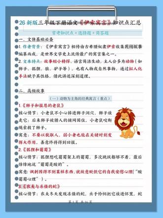 三年级伊索寓言救星✅高频考点+寓意速记 三年级伊索寓言救星✅
高频考点+寓意速记,轻松吃透必考内容!
期末语文稳拿高分!
#三年级下册语文 #伊索寓言 #语文知识点专项 #期末冲刺 #三年级语文考点