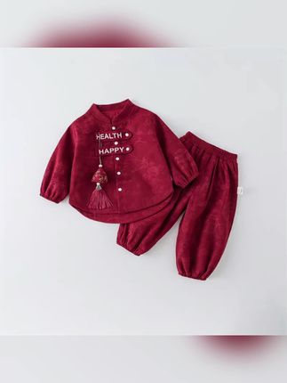 周岁礼服男宝春秋分体衣服中式小套装宝宝满月百天喜庆秋装抓周服#宝宝礼服#宝宝中式礼服 #宝宝套装@抖音小助手