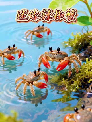 🦀【迷你辣椒蟹·小体型大惊喜】 💧迷你可爱:体长仅几厘米,红亮如小辣椒,点缀鱼缸超吸睛。 🌿强适应力:淡水海水都能活,爱爬爱探索,活力满满。 😄互动有趣:常常攀爬造景石或躲在水草间,观赏性十足。 ✨易养易观:占空间小、吃食简单,为水景增添灵动与色彩。 #迷你辣椒蟹 #养鱼人 #轻松养鱼 #观赏鱼 #鱼缸过滤