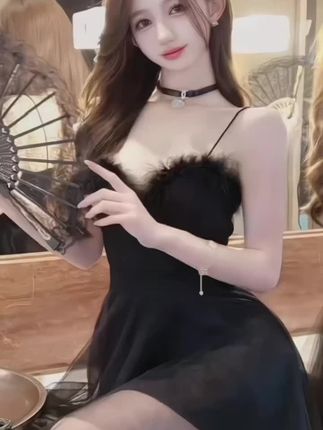 公主风礼服连衣裙女秋季新款收腰显瘦露背网纱拼接毛毛抹胸蓬蓬裙#公主风连衣裙#气质穿搭 #洋气减龄#连衣裙穿搭 #吊带连衣裙