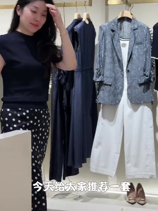 SS1025藏青色无袖上衣夏季衬衫法式女装高腰通勤半裙两件套