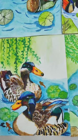 3年级以上春江水暖鸭先知#绘画过程 #画画 #春天的色彩 #美术课件