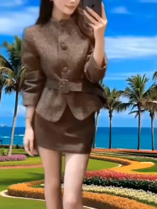 2025早秋新款女法式气质修身重工长袖外套百搭高腰显瘦A字半身裙#每日分享 #高级感穿搭 #这也太好看了 #好身材好气质 #穿搭