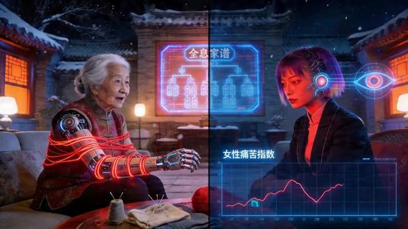量子红绳:祖孙五代人的传统婚俗与个体记忆 #用AI讲好故事。致敬那些改写传统“代码”的女性,被量子技术改造的红色姻缘线,脑机接口时代,传统婚俗成为算法绑架工具。#创作者扶持计划 #AI短剧#