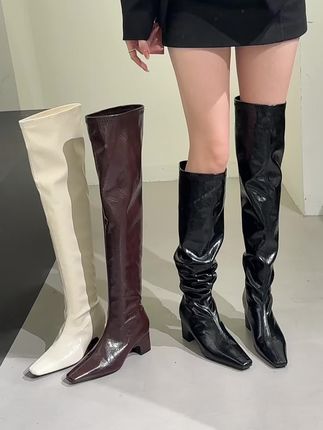皮面靴就很飒 #长筒靴 #美鞋分享 #时尚气质穿搭 #靴子的搭配 #轻奢女鞋