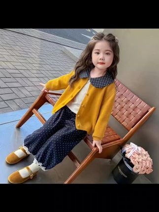 女童韩系套装2025新款儿童春秋装潮款洋气女宝宝秋季碎花三件套