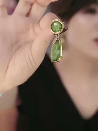 铜合金#树脂耳饰 【经典绿色拉丝耳环】轻奢小众优雅#耳钉女 #耳环 #耳骨钉 #好物推荐🔥