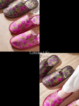 新款秋冬韩式小花女包头包脚趾加厚防滑软底家居室内拖鞋四季