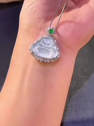 高品质天然冰透佛公吊坠,新中式国风玉髓佛公大肚吊坠项链#玉石魅力 #珠宝首饰 #美爆了 #超好看 #女友礼物