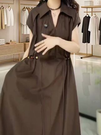 高档收腰简约遮肉优雅礼服2025夏季新款显瘦休闲纯色赫本风连衣裙】#遮肉显瘦穿搭 #减龄显瘦穿搭 #显瘦显高显气质 #优雅气质
