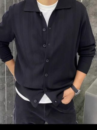 #抖音小助手 早秋薄款天丝亚麻修身翻领针织开衫外套痞帅雅痞高级感百搭上衣男#创作灵感 #针织开衫外套 #高级感穿搭 #时尚潮流