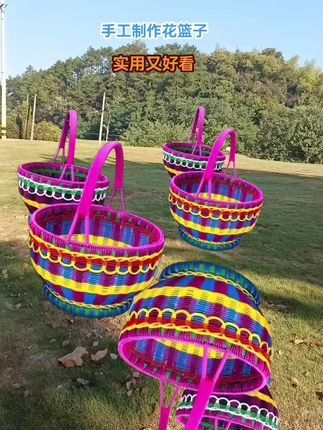 #很漂亮 的纯手工编织花篮子#姐妹们喜欢抓紧拍#我放在左下角连接#可以拍回去试试
