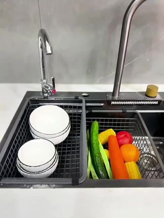 优勤厨房加厚不锈钢水槽沥水篮洗碗槽滤水篮水池洗菜盆碗碟沥水架@DOU+小助手