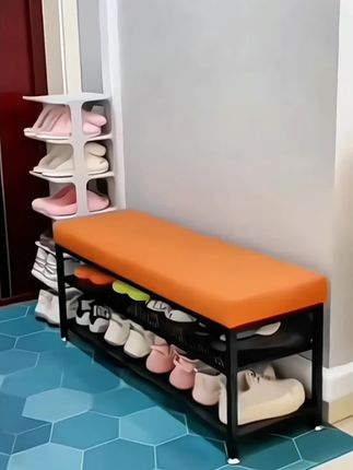 #创作灵感 换鞋凳门口家用轻奢入户落地多层鞋架鞋柜坐凳一体铁艺玄关穿鞋凳#换鞋凳 #入户凳 #鞋架多层家用门口 #鞋架