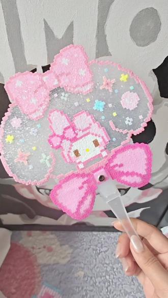 巨详细的拼豆扇子教程来啦 #抖音第0届拼豆大赛 #自制周边 #手工diy #拼豆 #拼豆图纸