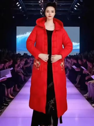 民族风过膝长款棉服加厚连帽棉服冬季保暖中国风外套民族风过膝长款棉服加厚连帽保暖外套