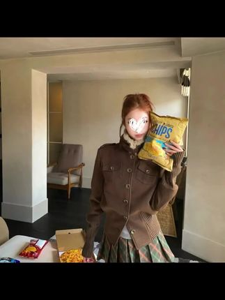 松茶可可 高级感复古金属扣外套女秋季新款外套上衣#高级感穿搭 #复古 #外套 #秋季穿搭 #上衣