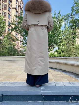女士加长120青根兔派克服,保暖零下30多度,卡其色洋气显气质#皮草反季大甩卖 #皮草派克服 #高品质派克服