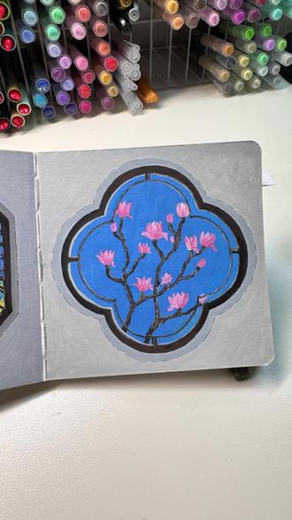 丙烯马克笔把春天锁进窗棂里
从玉兰花花瓣开始,了解花朵形状结构。
一个圆规,就可以画出好看的海棠花窗!
#跟抖音学画画 #创作者中心 #创作灵感 #春天请你画朵花 #春天的色彩