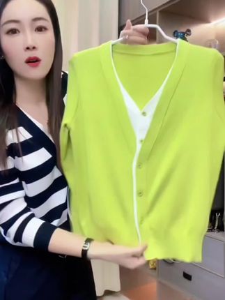 2025年秋冬新款条纹真开衫毛衣女宽松针织衫女打底衫上衣女Y01#简约穿搭 #百搭上衣 #上衣穿搭 #春秋新款 #高级感穿搭