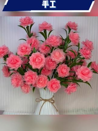 #玫瑰花 #玫瑰花材料包#手工玫瑰花 #手工花束#花束材料包 【买2单送剪刀】4cm雪纱带52朵多头玫瑰花材料包手工DIY制作材料