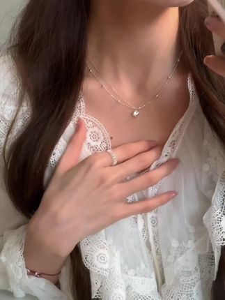 我的夏日梦中情链,甜美百搭的双链爱心项链# #爱心项链##时尚饰品
