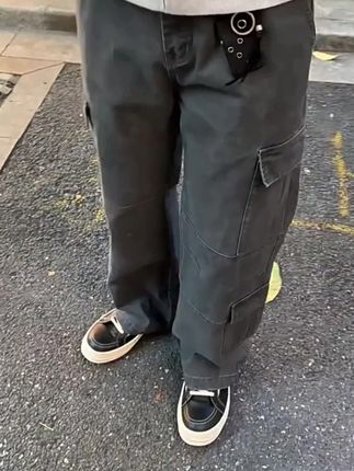 美式多口袋工装裤男款春秋高街水洗伐木裤子cleanfit微喇直筒长裤#街头穿搭 #穿搭分享 #裤子穿搭 #穿搭 #每日分享