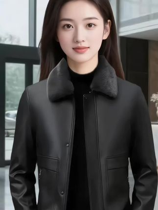 皮尔卡丹皮毛一体可脱卸外套 加绒男士休闲皮上衣冬款保暖休闲#男士外套#皮衣外套 #时尚穿搭 #加绒保暖 #秋冬穿搭
