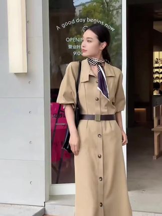高级感气质立领风衣连衣裙女春季显瘦心机法式宽松长款外套#韩系穿搭 #连衣裙 #风衣外套中长款 #春秋穿搭 #优雅气质