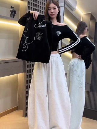 #百搭阔腿裤 #美式街头爵士舞运动裤 #减龄气质 #显高显瘦显腿长 #宽松显瘦