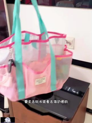 沙滩游泳包手提网兜包便携式大容量泳衣收纳袋健身运动单肩包网眼#收纳包#包包#单肩包#手提包#游泳包