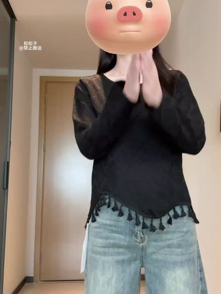 大码女法式镂空流苏长袖t恤胖mm2025秋季新款设计感别致上衣80242#视频同款 #大码女装 #显瘦 #修身 #秋季新款