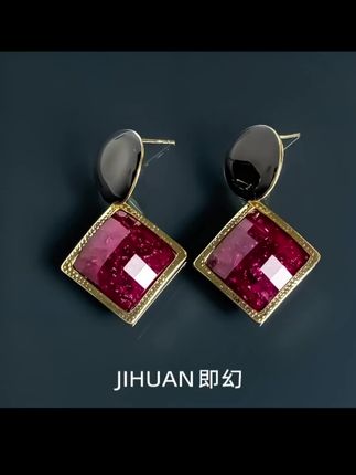 即幻 铜合金耳饰 欧美新款红色简约轻奢时尚复古小众耳环 S-8193#网红爆款热卖中#高级感耳环耳钉推荐#好物推荐🔥