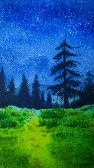水彩极光之夜 #水彩风景 #水彩教程 #新手水彩 #原创水彩