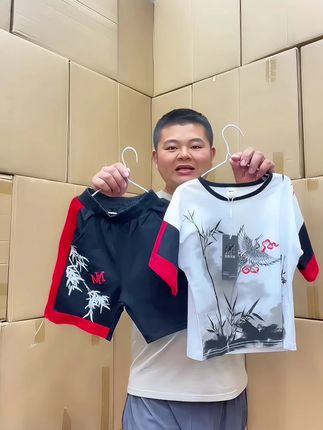男童中国风夏季帅气套装2025新款中大童演出服学生休闲运动装国潮#中国风 #儿童套装 #国潮 #儿童休闲套装 #演出服装推荐