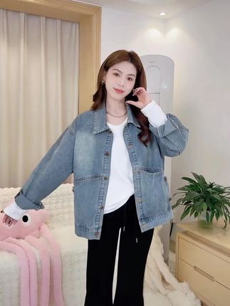 韩版气质宽松休闲牛仔外套女2025秋季新款设计感洋气减龄夹克上衣#外套穿搭 #牛仔外套#牛仔穿搭 #休闲穿搭 #谁穿谁好看