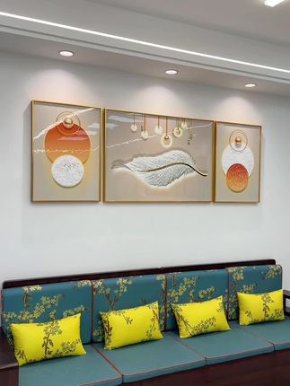 #客厅装饰画 #沙发背景三联画 #沙发背景墙挂画 #沙发背景画 #晶瓷画