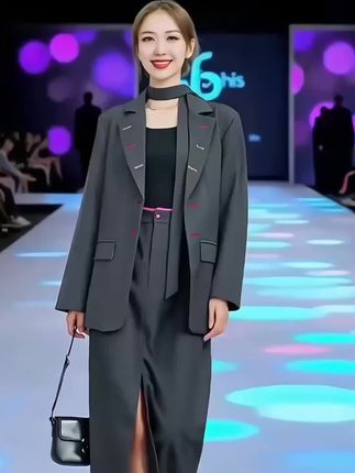 #穿搭要显贵抽象版#胖mm网红休闲大码西装套装女2025秋时尚高级西服半身裙两件套