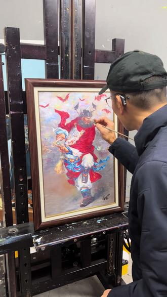 感谢画友定制钟馗画像!#油画 #钟馗 #人物画 #绘画分享 #画作