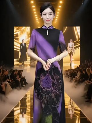 女士国风印花连衣裙#气质女神穿搭 #优雅气质 #穿出自信穿出美丽 #高端大气 #好身材好气质