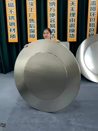 特厚全不锈钢圆餐桌内置转盘折叠#大圆桌家用10人#带转盘加厚圆桌@DOU+小助手 @DOU+上热门