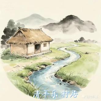 清平乐.村居#诗词#四年级下册语文 #诗词配画