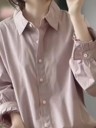纯棉高品质长袖衬衫女春秋新款宽松显瘦韩版简约设计感减龄上衣#纯棉高品质长袖衬衫#女春秋新款衬衫#宽松显瘦韩版衬衫#简约设计感减龄上衣