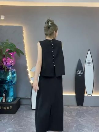 女森说夏季新款韩版时尚女装休闲减龄潮流显瘦高腰马甲分体套裙#夏季连衣裙 #休闲连衣裙 #显瘦连衣裙 #高腰连衣裙 #连衣裙