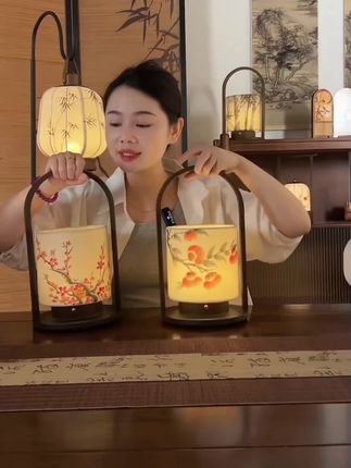 宋代美学创意手绘氛围台灯 #卧室灯 #床头灯 #装饰灯 #氛围灯 #夜灯