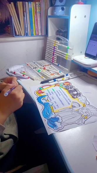 挑灯夜战嘞,#马克笔绘画 #四大名著手抄报