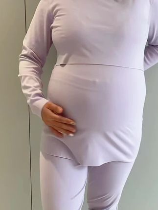 #怀孕 6个多了,NT四维一次过,前壁,降温了 孕妇秋衣秋裤套装,刷到的孕妈闭眼入!面料上身软糯舒适,孕期做月子哺乳期都能穿,关键价格贼划算#孕期穿搭 #月子服#面料柔软舒适 #孕期囤货