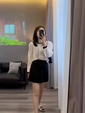 夏季一整套女装2025新款韩版遮肚显瘦减龄时尚长袖罩衫短裙两件套#夏季新款 #显瘦套装 #减龄罩衫 #时尚罩衫 #韩版短裙