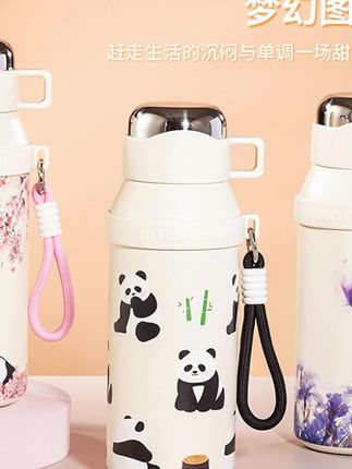 #杯子 大莎316陶瓷内胆手绘熊猫浮雕女保温杯车载便携式儿童户外泡茶杯#水杯 #茶杯 #泡茶杯 #保温杯